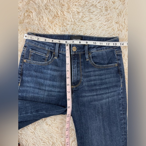 DRIFTWOOD Colette Embroidered Cuff Cropped Jeans SZ W25 L26 blue brown mid rise - Picture 5 of 8